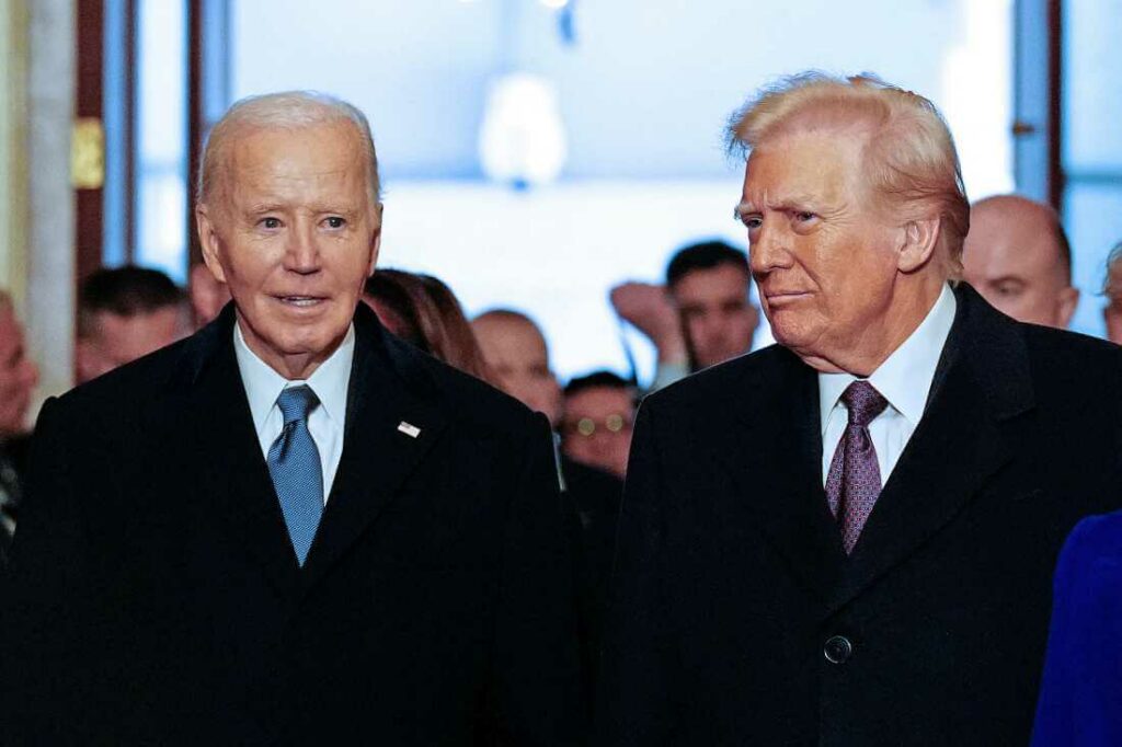 Photograph of former Presidents Joe Biden and Donald Trump.